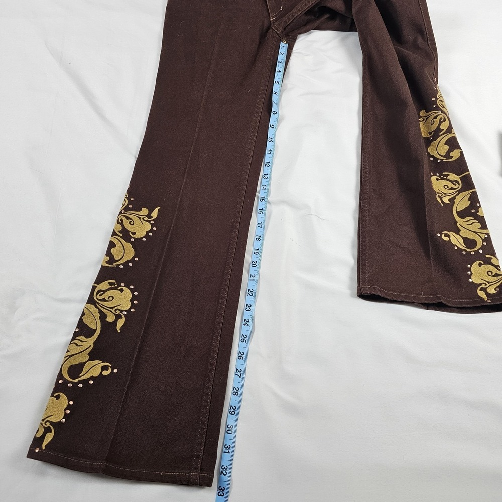 Lawman Western Jeans Brown Denim Embroidered Floral Vine Boot Women's 9 - Picture 4 of 8